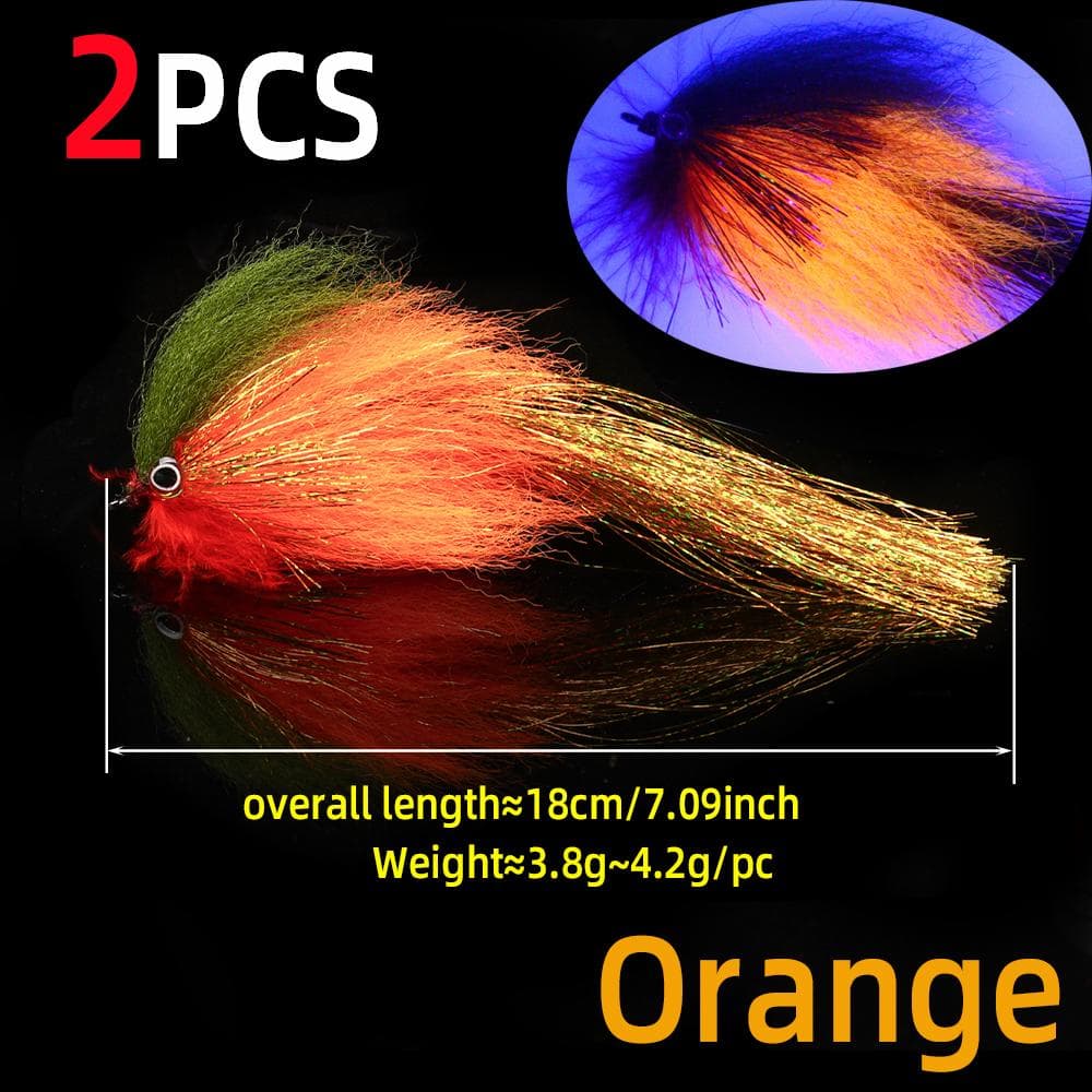 #4/0 Big Game Streamer Fly Saltwater & Freshwater Predator Lure 3D Fish Eyes For Trout Pike Musky Bass Sea Fishing Lures orange
