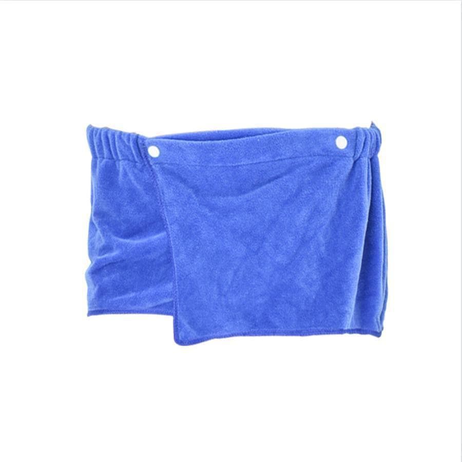 1Pc Men's Short Bath Towel Absorbing Wearable Coral Fleece Towel Beach Sexy Bath Swimming Towel Blanket blue