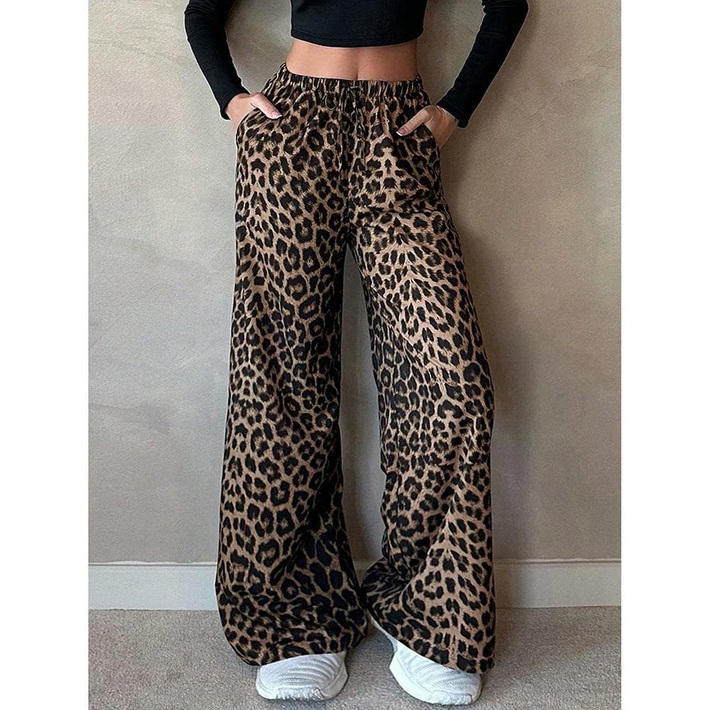 Women's Leopard Print Casual Pants Summer New XL leopard print