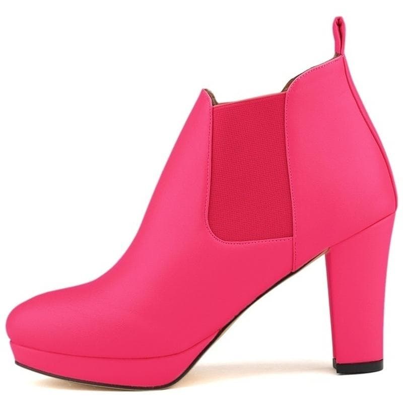 Winter Fashion Women Ankle Boots Thick High Heels Snow Boots Platform Pumps Plus Velvet Keep Warm Women Boots 38 Rose