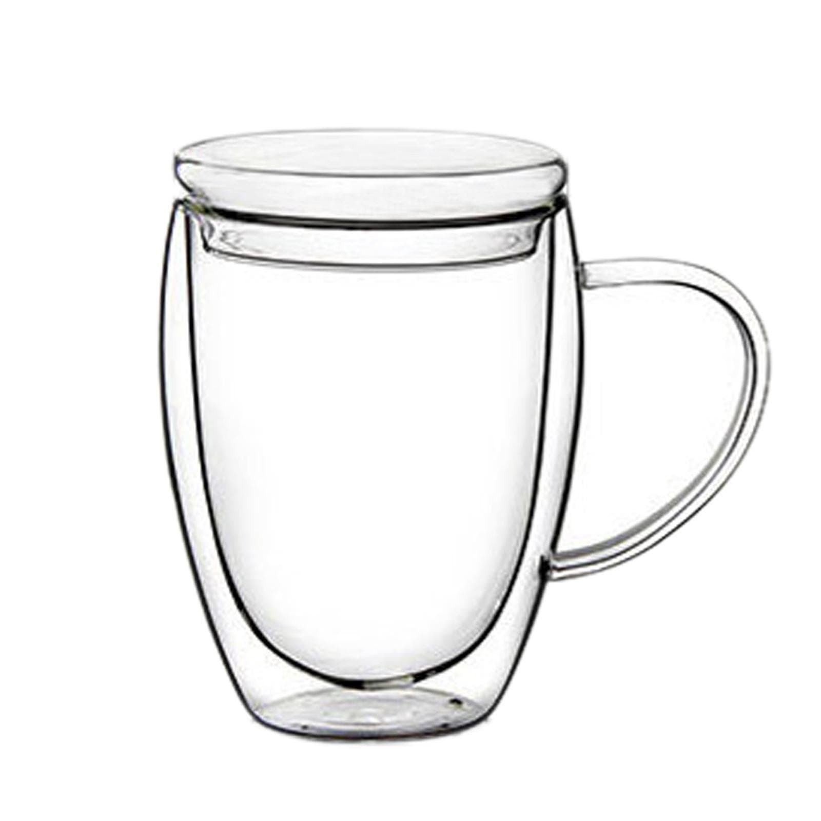 Transparent Double Wall Cup with Lid Thickened Coffee Cup Double Milk Cup