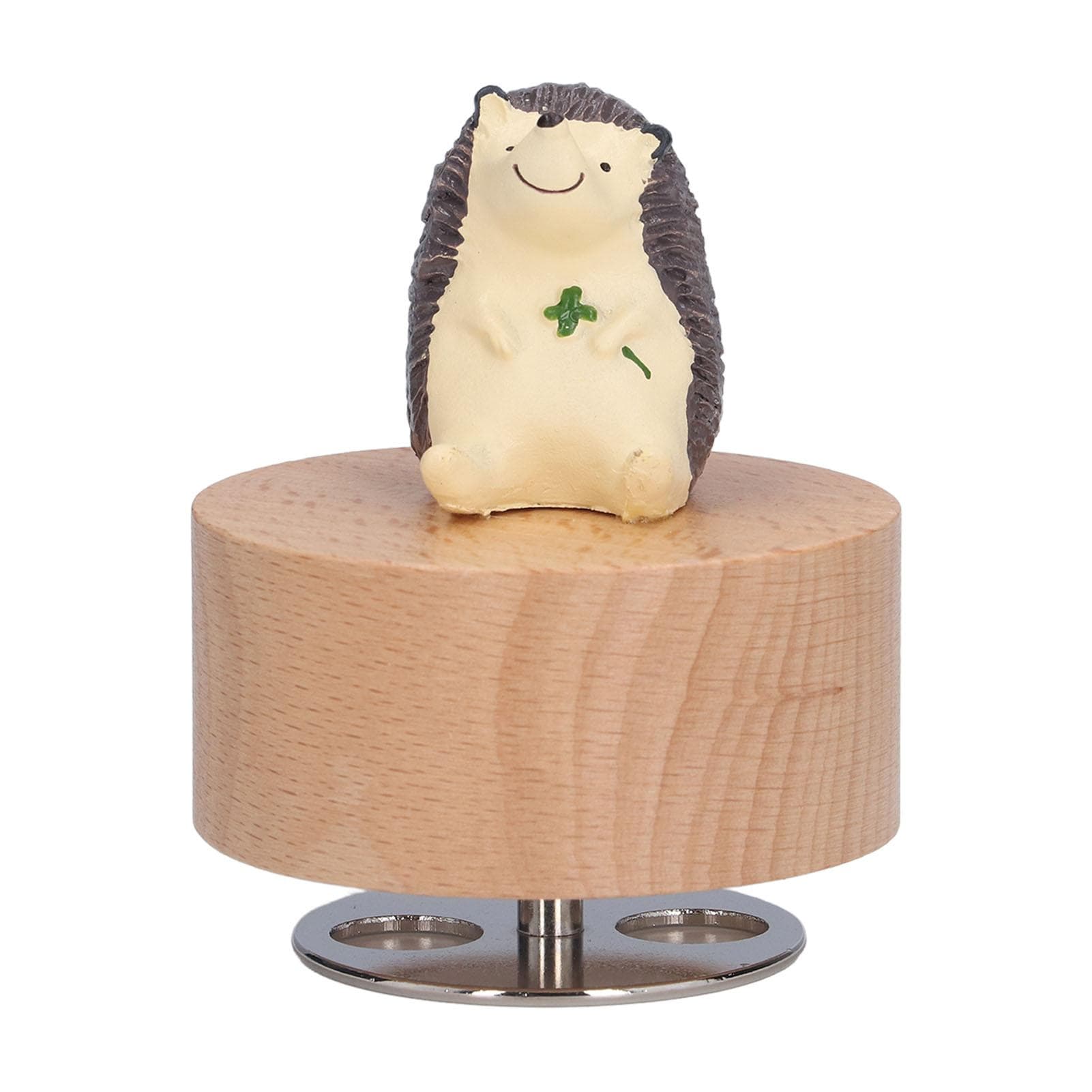 Wooden Round Music Box DIY Animal Music Box for Furniture Decoration Holiday Gifts(Herisson )