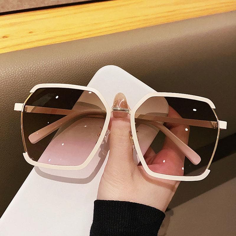 Women Square Sunglasses Oversized White Tea Original Brand Design Sun Glasses Female Shades Travel Sunshade CHINA