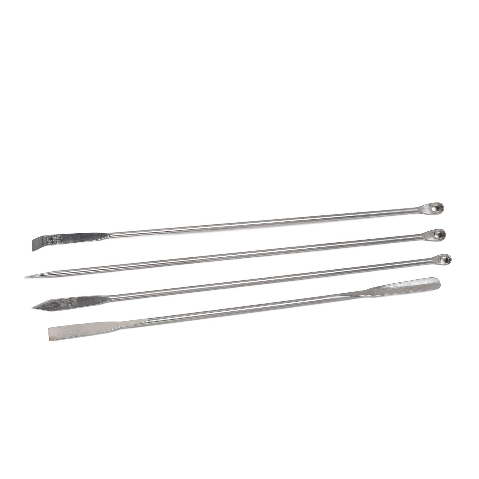4Pcs Laboratory Spatula Set 304 Stainless Steel Micro Spoon for Mixing with Storage Bag