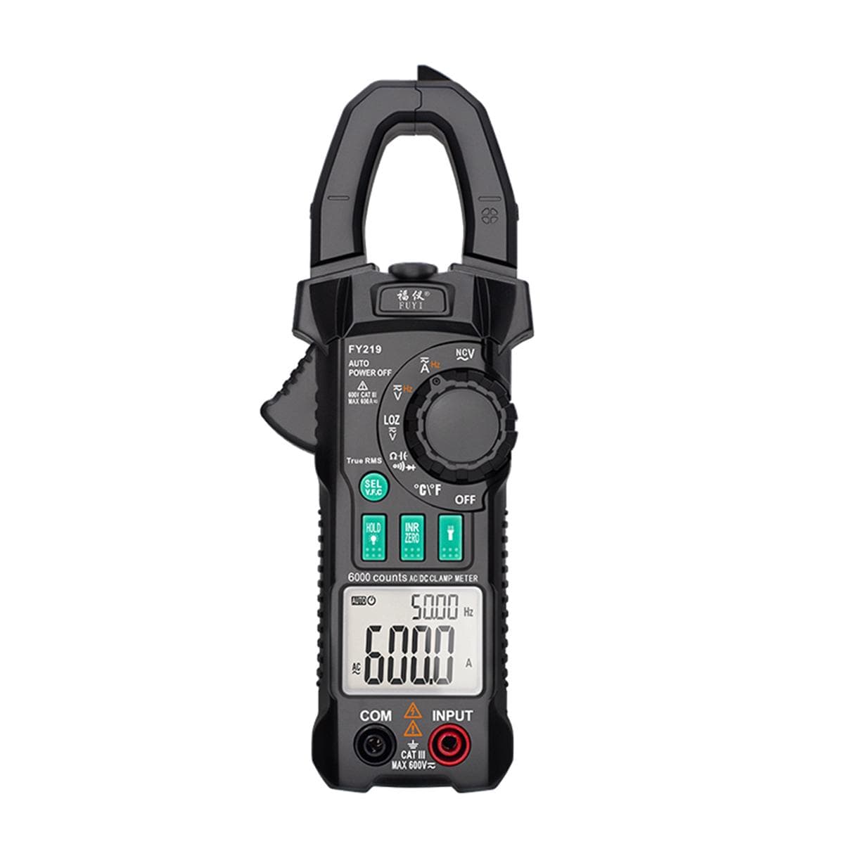 FUYI AC DC Inrush Current Clamp Meter 6000 Count Automatic Range Clamp Multimeter Temperature
