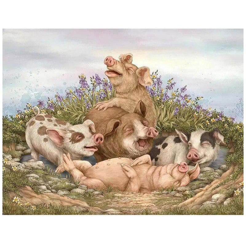 Diy Diamond Painting Cute Pigs Family Rhinestone Diamond Embroidery Cross Stitch Mosaic Wall Sticker 20X30CM