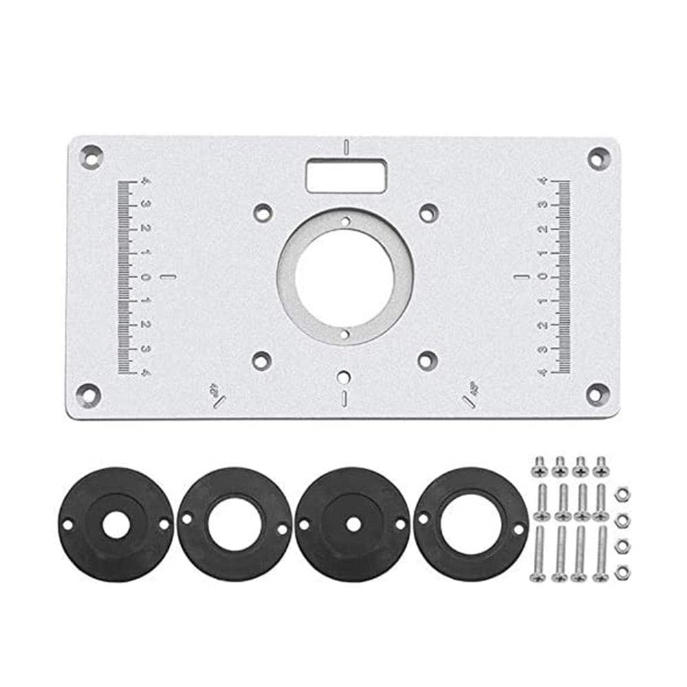 Aluminum Router Table Insert Plate for Trimmers Routers DIY Woodworking Table Plate with Screws silver