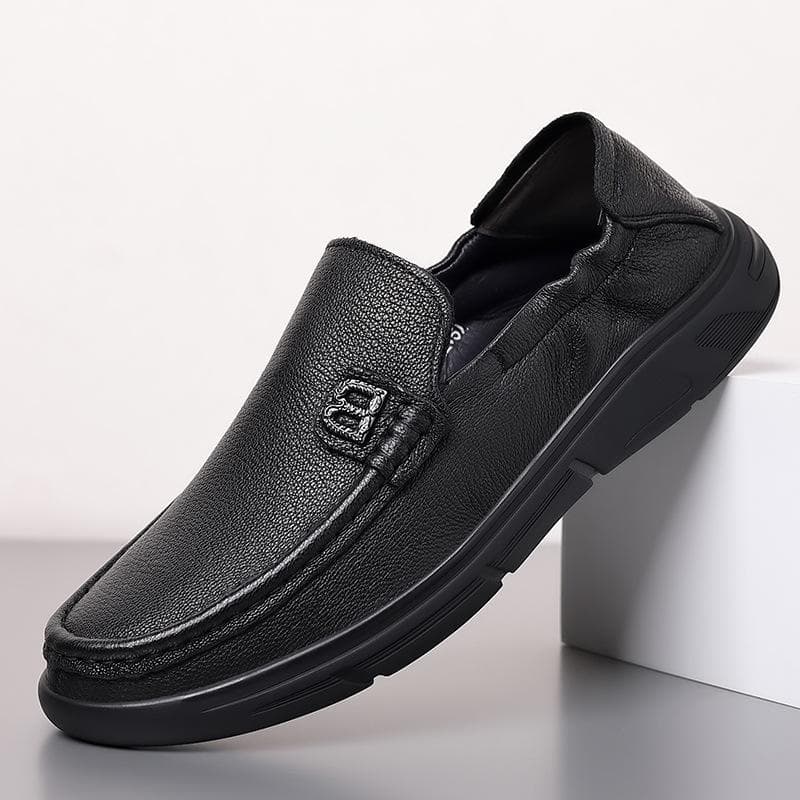 Men's Shoes Soft Sole Soft Leather Loafers Slip on Men's Leather Shoes Middle-aged and Elderly Leather Sheepskin Casual Shoes Dad Shoes 44