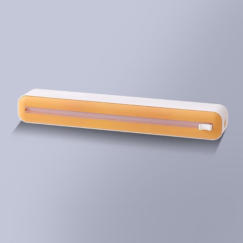 New Plastic Cling Film Dispenser Cutter Saran Wrap Dispenser Aluminum Foil Slider Cutter Saran Wrap Organizer Kitchen Tools yellow