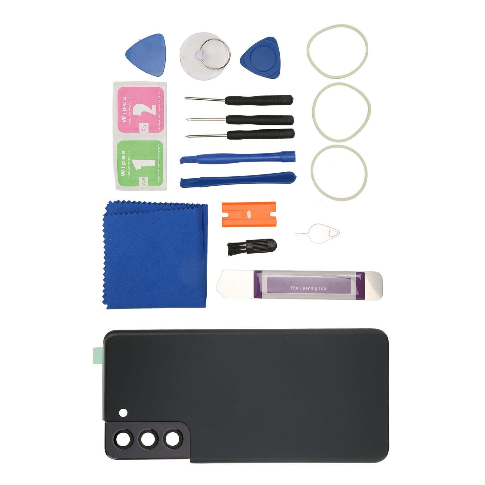 for Galaxy S21 Back Cover Glass Replacement Perfect Fit Phone Rear Door Housing Tool Kit with Pre black