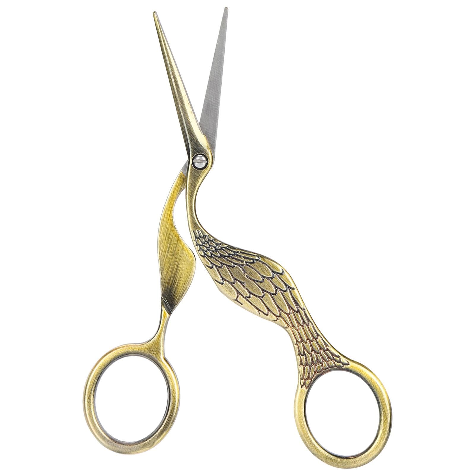 Vintage Craft Scissors Bird Shape Stainless Steel Sharp Tip Sewing Embroidery ScissorsGold bronze
