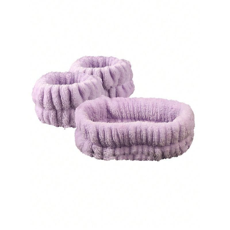 1 Set Skin Care Headband And Wristbands, Puffy Spa Makeup Headband For Face Washing, Soft Headbands For Women,Cute Hair Ties