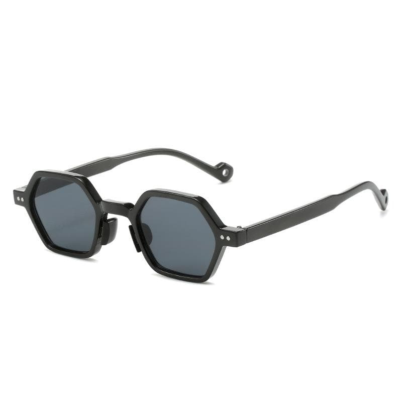 Vintage Polygon Square Women Sunglasses Fashion Hexagon Clear Ocean Lens UV400 Protection Rivets Sun Glasses as picture