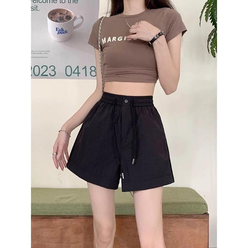 All-match Wide-leg Pants Women's Casual Shorts Summer New High-waisted Small Summer Pants Loose Straight 4XL