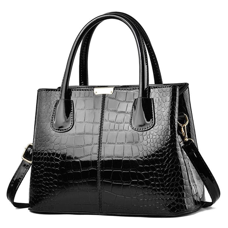 Yogodlns Luxury Bright Leather Handbag Female Crossbody Bag Large Capcaity Shoulder Bag Fashion Mommy Bag Totes 29.5*12.5*21cm black