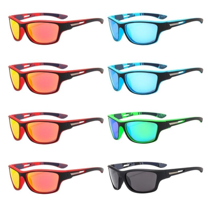 8pcs Sporty Sunglasses for Men Colorful Film Coating Dustproof UV Protection Riding Glasses