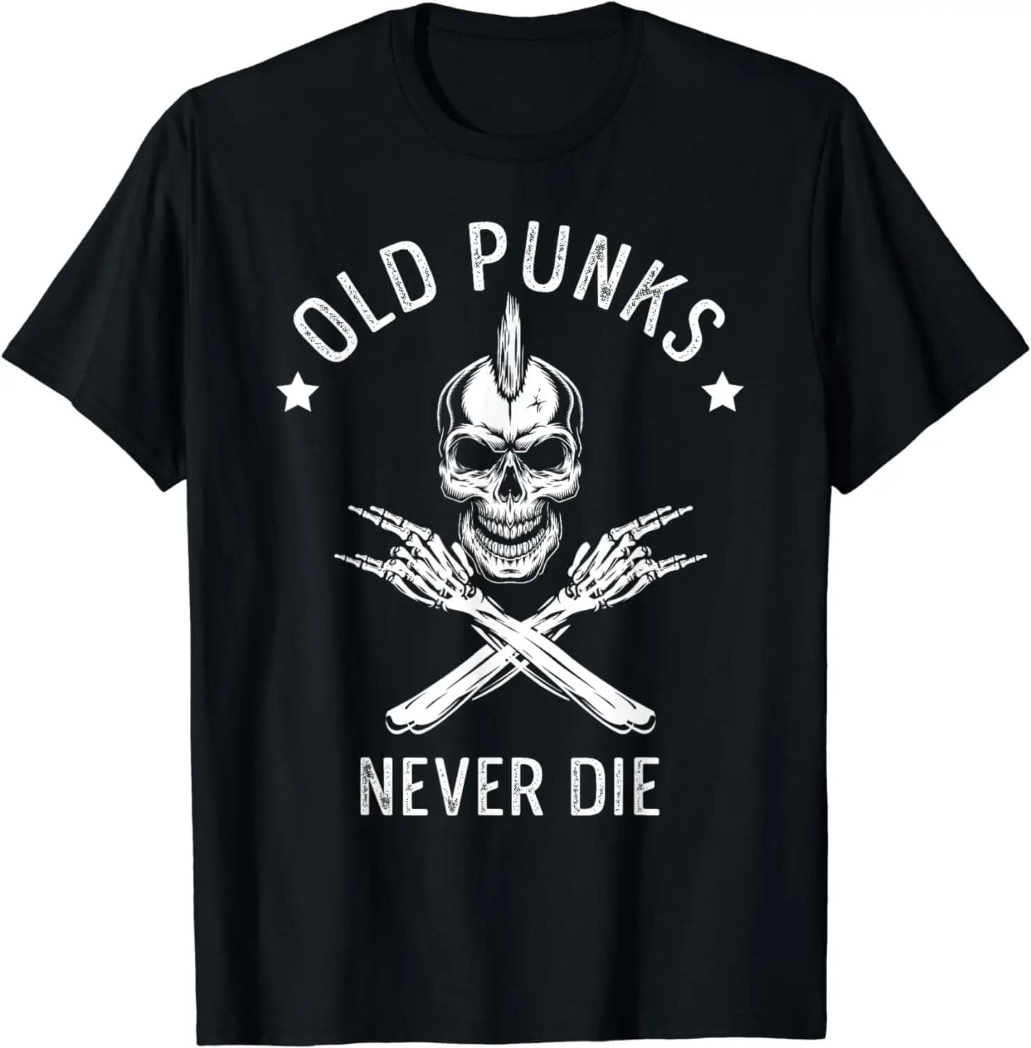 Old Punks Never Die Punker Rocker Subculture Skull Rocker T-Shirt XXXL black
