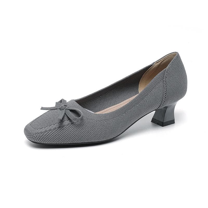 Women's Pumps Chunky Heels Square Toe Shoes Knit Comfortable Low Block Heels for Women Casual Slip On Work Shoes Dress Classic Walk Office Shoes 39