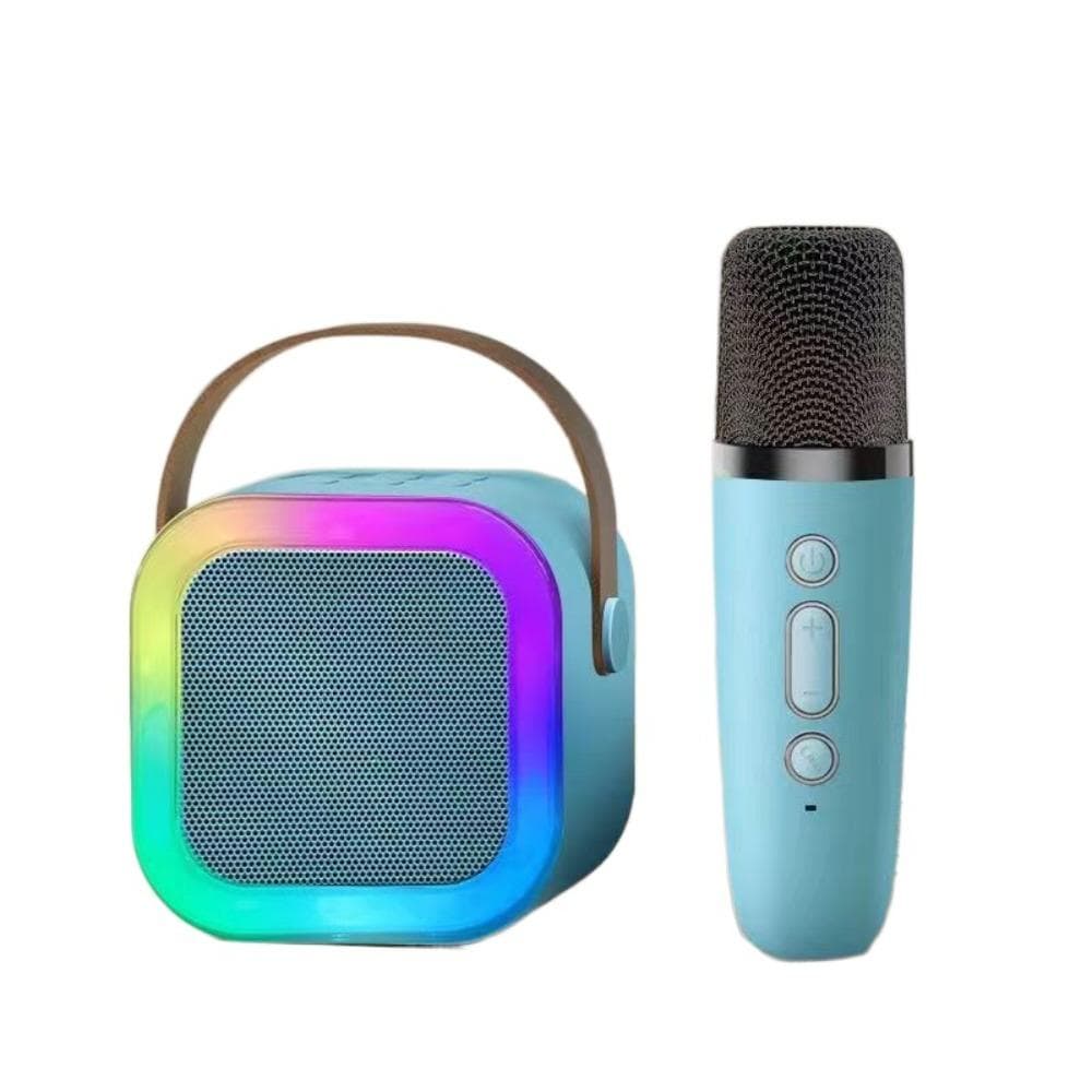 K12 Portable Bluetooth Speaker Bluetooth Audio Karaoke Microphone Mini Karaoke Machine  Adult blue 1 mic
