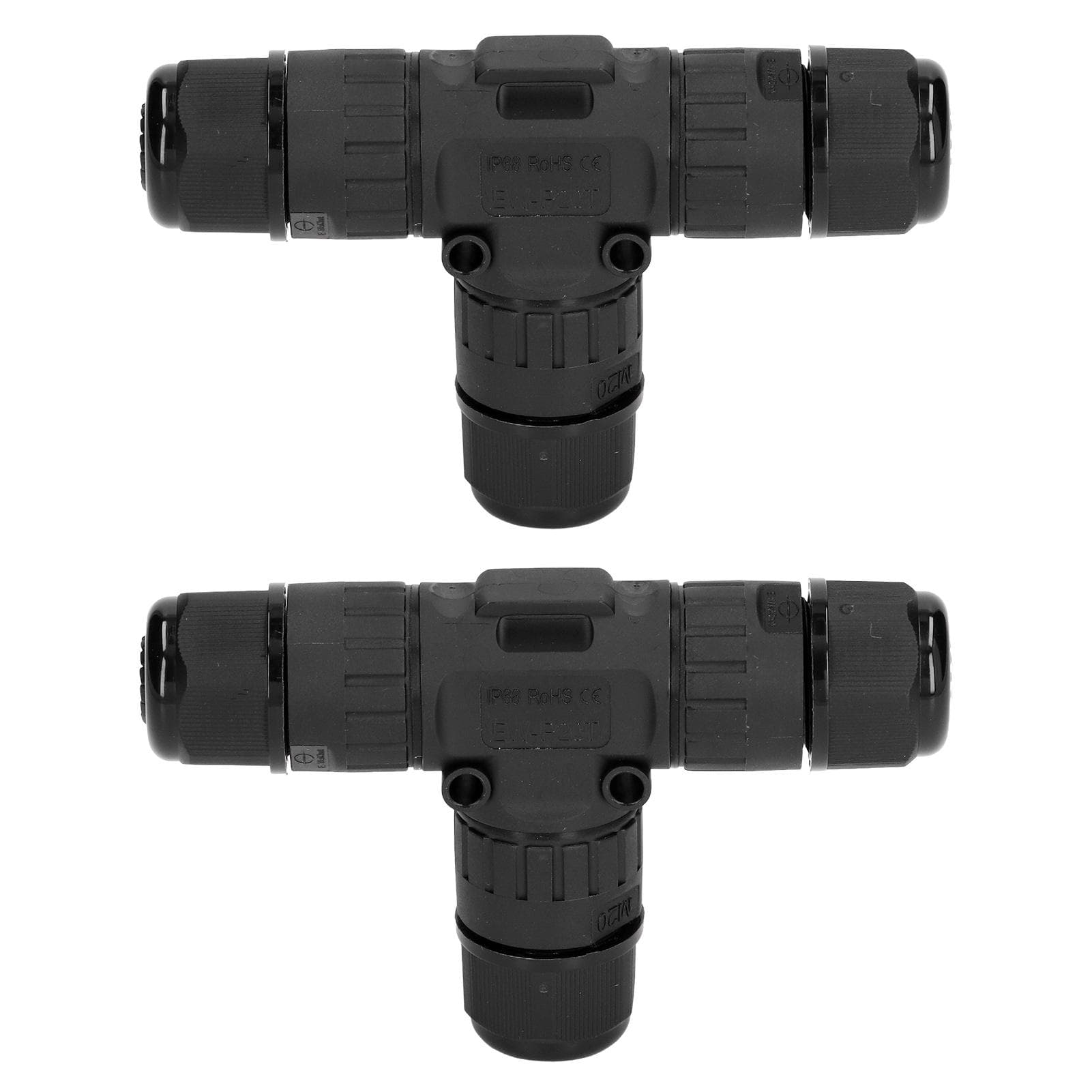 2PCS T Type Tee Junction Box Connector IP68 Waterproof 450V 16A 9?12mm 3 Way Cable Connector