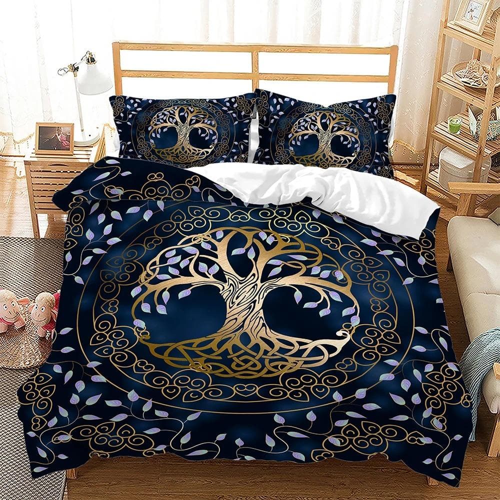 Black Gold Clock Tree 3d Bedding Set Duvet Cover Sets Comforter Bed Linen Twin Queen King Single Size Room Decor Adult Fashion EU single(135x200cm)