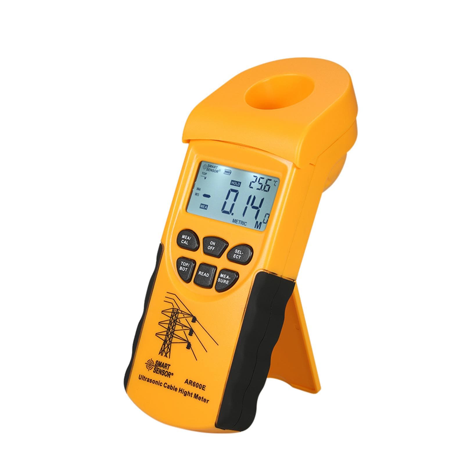 SMART SENSOR Professional Digital LCD Ultrasonic Cable Height Meter Handheld Height Cable Tester Cable Height Meter yellow