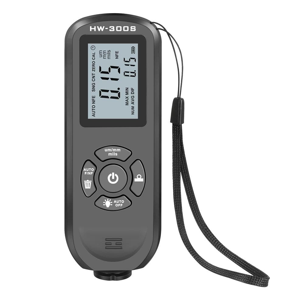 HW-300S Coating Thickness Gauge High Accurancy Digital Paint Film Thickness Tester LCD Backlight horizontal screen black