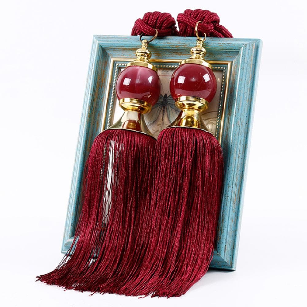 2Pcs Curtain Tieback Decorative Soft Delicate Curtain Holdback Holder for Home Hotel Jujube Red
