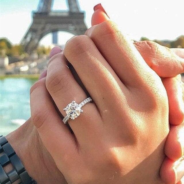 Trendy Claws Design Crystal Zircon Engagement Rings For Women Female Wedding Jewelry Accessories Gift Fashion Women Rings 7 silver