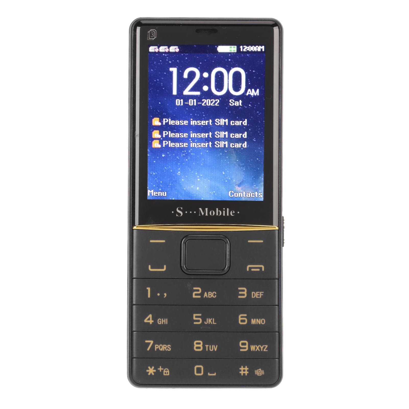 S475 2G Senior Cellphone 2.4in Screen Basic Phone Big Button Phone 3 SIM Cards Standby Clear Sound UK Plug black