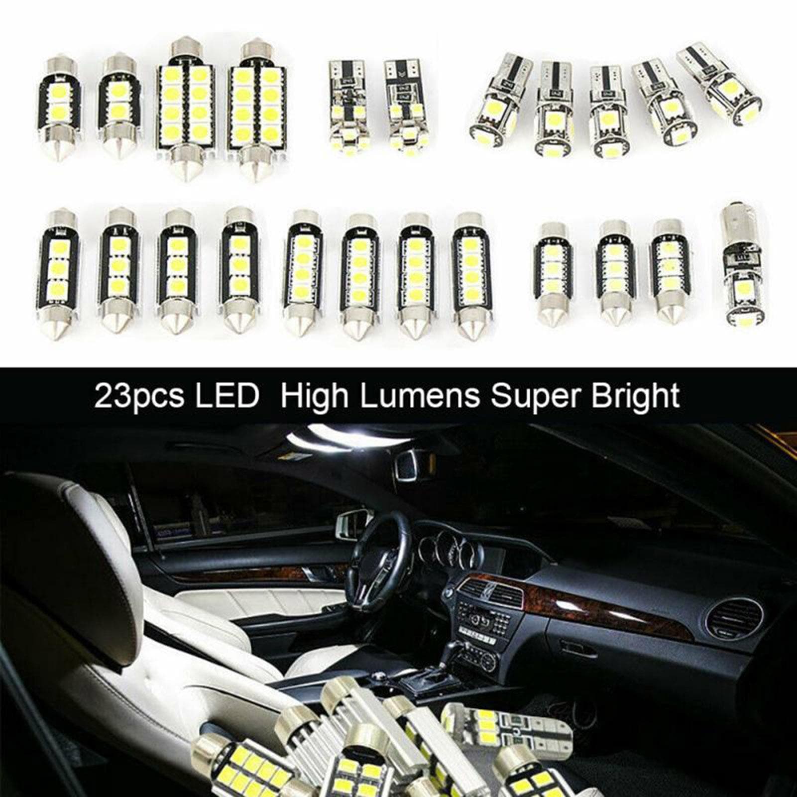 23pcs Super Bright Canbus LED Bulbs 5050 SMD LED Lights Bulb Car Interior Light Dome Light LED MAP white