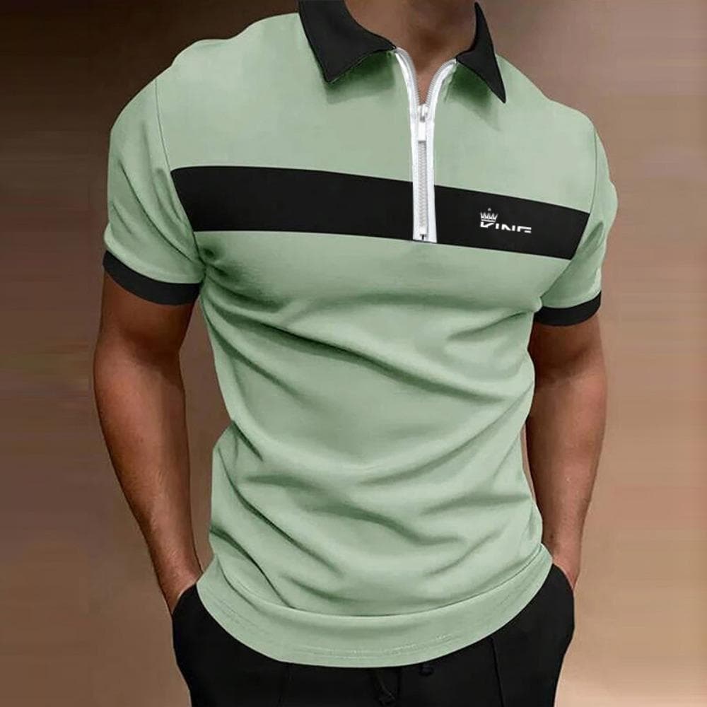 Men's zipper short sleeved polo shirt, casual T-shirt, quick drying, summer, novel XL