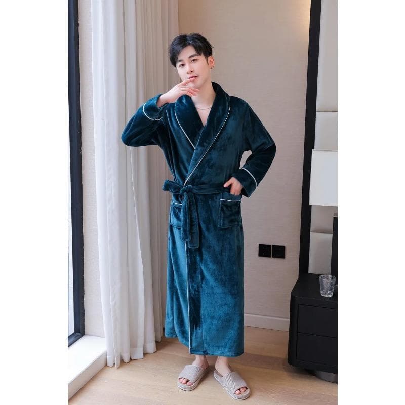 Mens Womens Winter Warm Robes Fluffy Fleece Dressing Gown Long Sleepwear Lounge Housecoat Fuzzy Bathrobe for Hotel and Spa 3XL