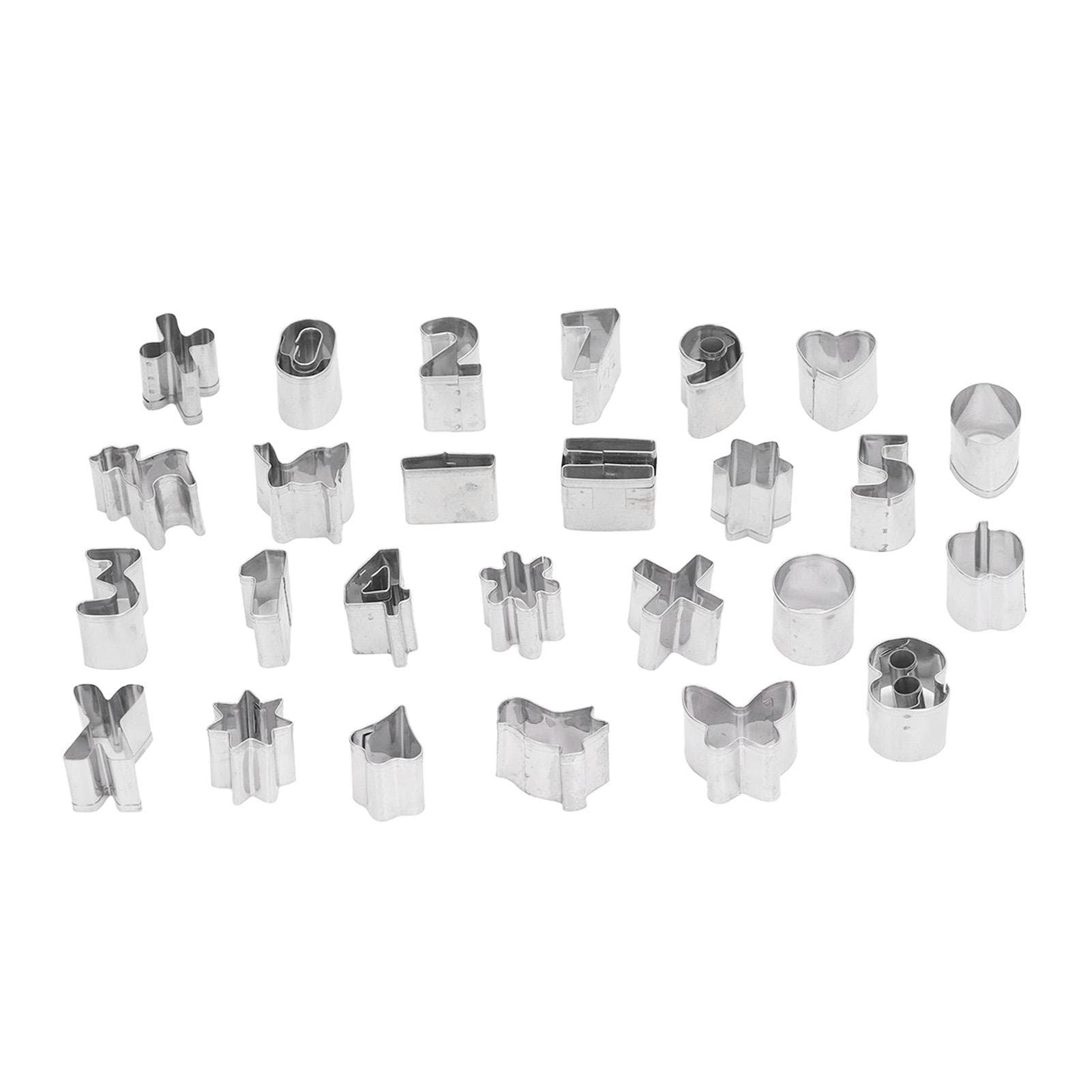 26Pcs Small Baking Mold Stainless Steel Chocolate Snacks Cake Bread Biscuit Number Pattern Mould