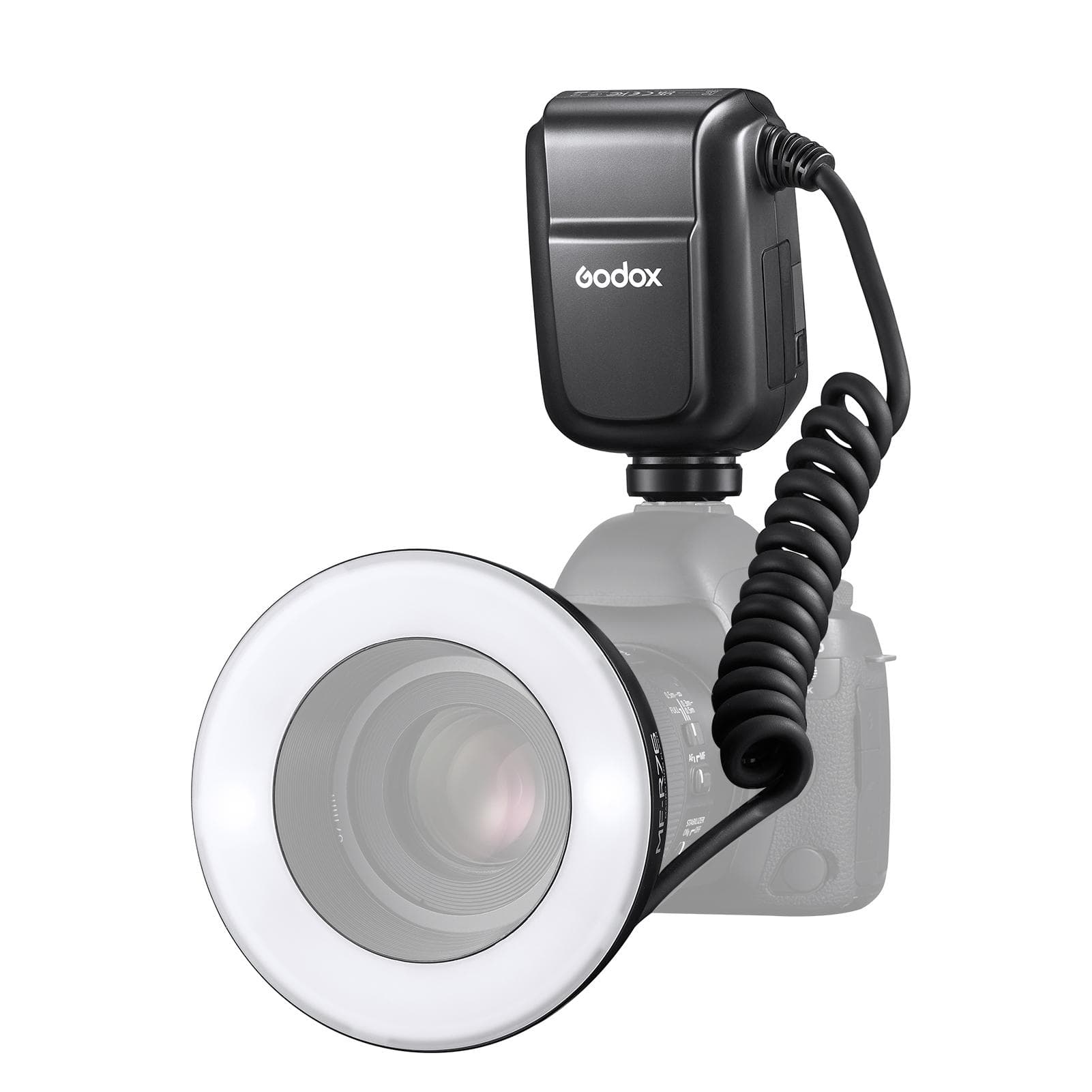 Godox MF-R76N i-TTL Macro Ring Flash Light GN14 10 Levels Adjustable Brightness with 8pcs Adapter TTL Macro Ring Flash Light black