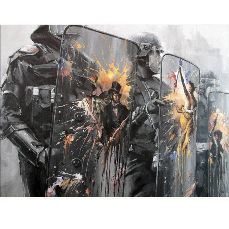 Hand Made Diamond Embroidery Painting Cross Stitch Kits Wall Mosaic Riot Police Home Decor Gift 20X30CM