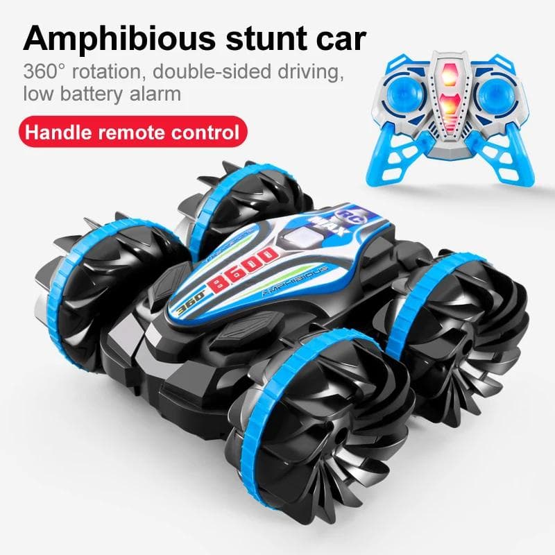 New Amphibious RC Car dual mode Remote Control Stunt Car Vehicle Double-sided Flip Driving Drift Rc Cars Outdoor Toys for Boys Children's Gift handle RC blue