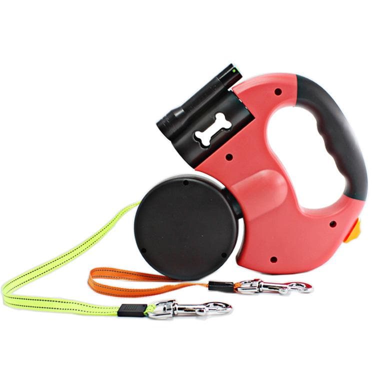 360 Degree Double Head Traction Rope Nylon Dog Universal Leash Automatic Retractable Outdoor Walking Pet Supply red