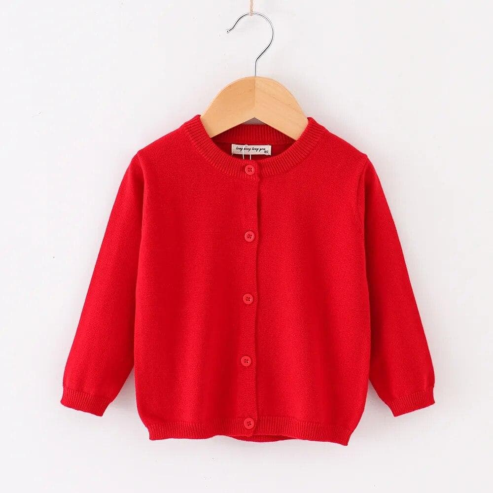 Kids Knitted Sweater Spring Autumn Thin Long Sleeve Baby Cardigan Boys Girls Casual All-match 2-10 Years Infants Child Outerwear 80cm red