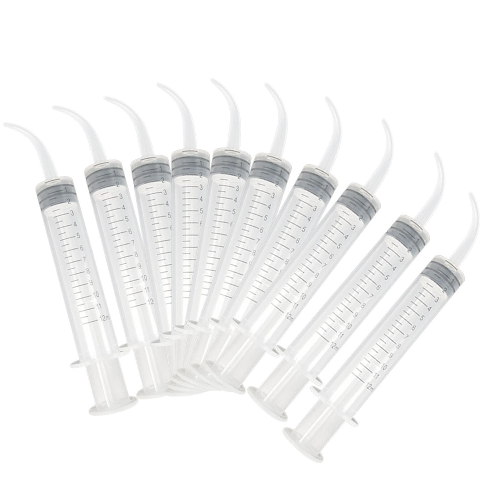 10Pcs 12ML Plastic Dental Irrigation Aspirating Syringe Rinse Teeth Whitening Flexible Composite Transparent