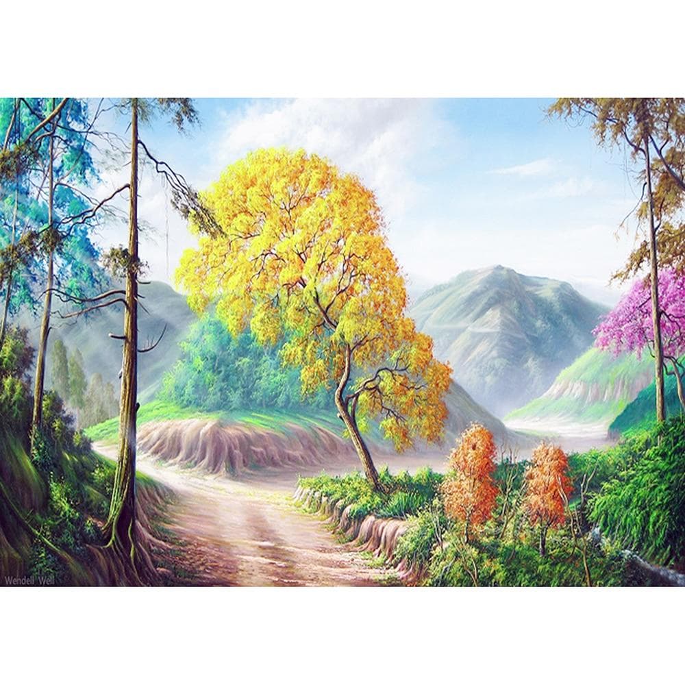 DIY 5D Diamond Painting Cross Stitch Mountain road scenery Mosaic Diamond Embroidery 20X30CM