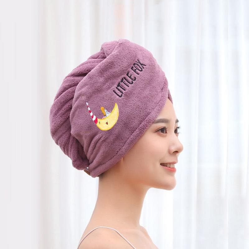 Magic Shower Hat Made of Microfiber, Embroidery Towel, Bath Caps, A Hat for Dry Hair, A Quick -drying Soft Hat for A Lady, A Turban on His Head 25*65 purple
