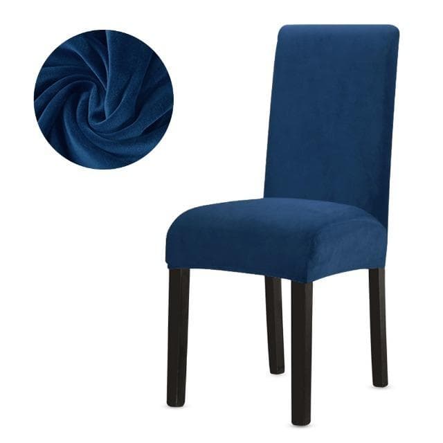 Super Soft Velvet Chair Covers Dining Room High Stretch Chair Seat Cover Plain Spandex Seat Cover for Kitchen Office light yellow