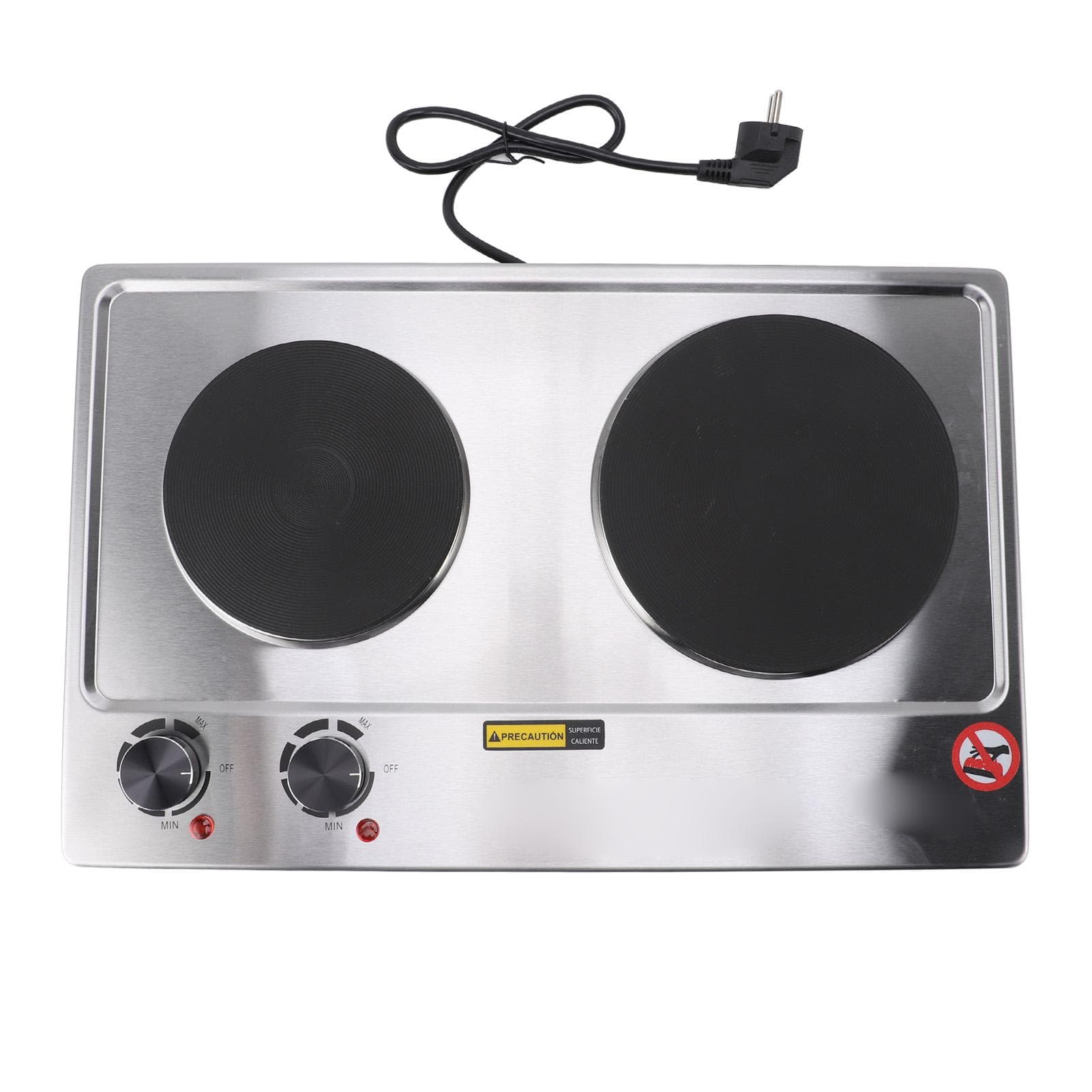 2 Burner Electric Cooktop 1500W and 1000W Knob Adjustment 20inch Countertop Built in Electric Stove