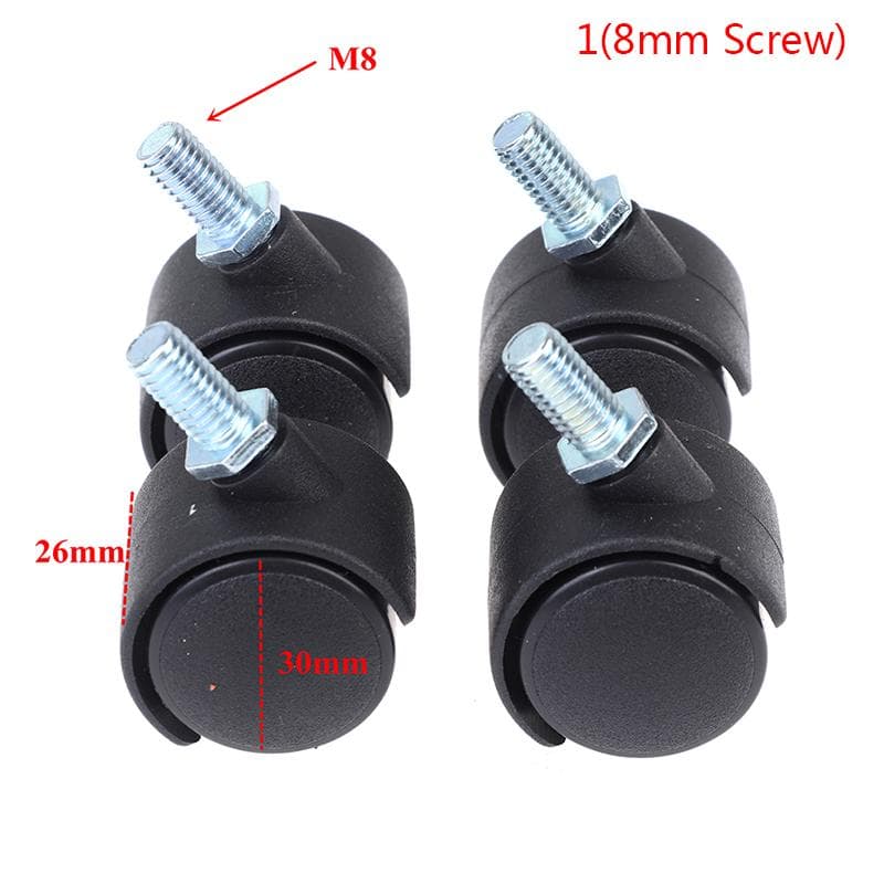 4Pcs 30Mm Chair Wheel Furniture Caster Swivel Castor Brake Wheel Replace Screw