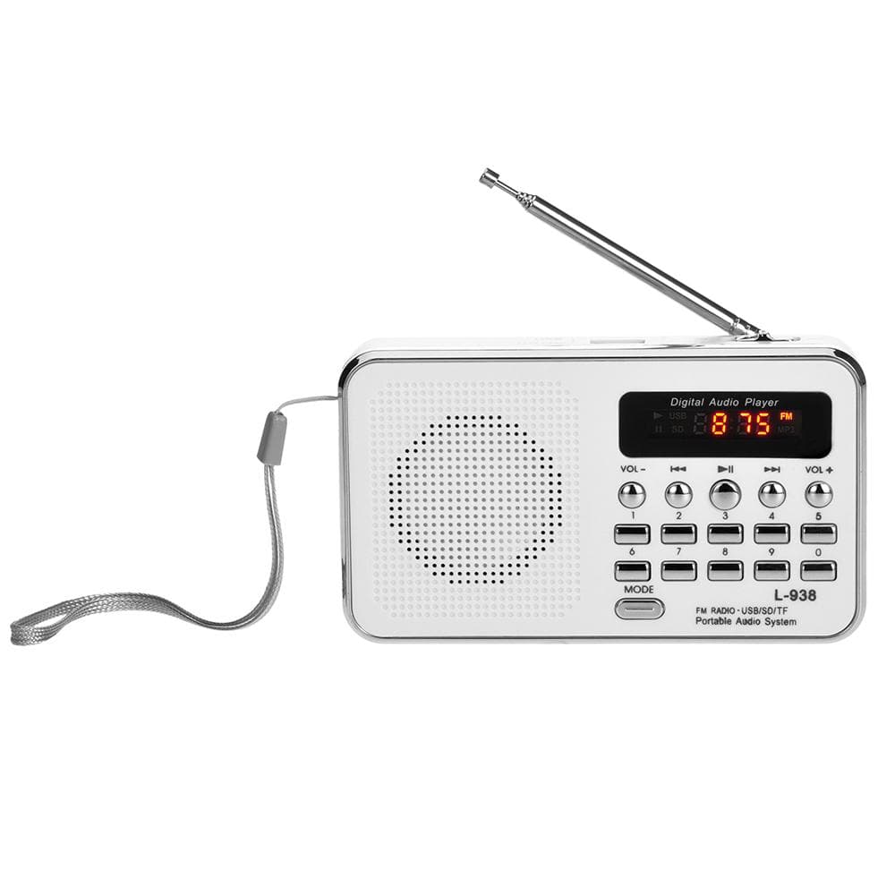 Pocket Portable FM Radio Stereo Mini Speaker MP3 Audio Player USB AUX TF SD white