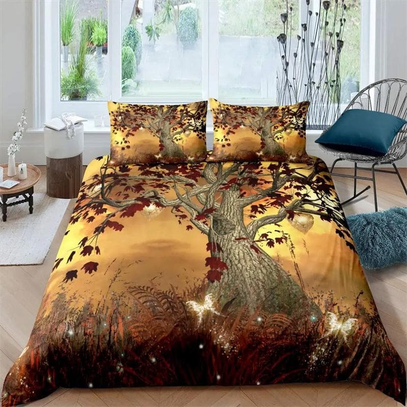 Moon and Sun Duvet Cover Black and White Bedding Soft Tree of Life All Galaxy Stars Mandala Tribal Quilt Cover Decor for Women 135x200cm 2pcs