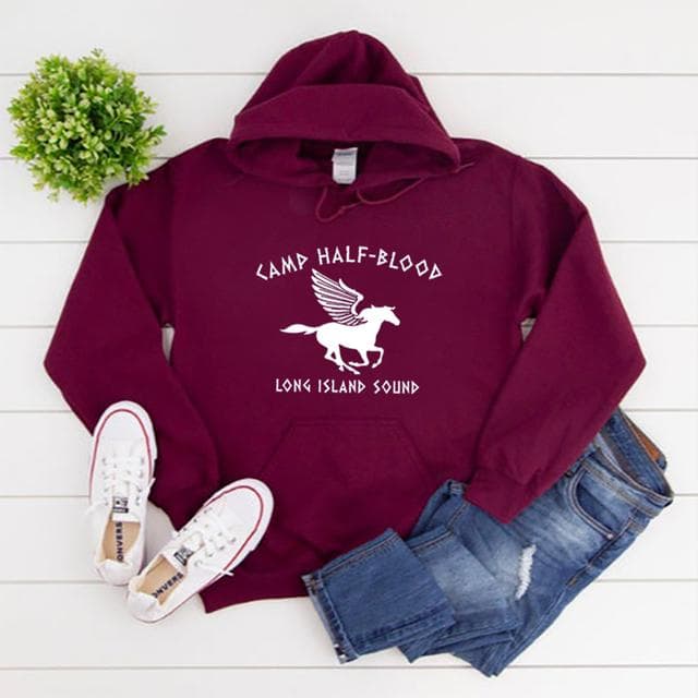 Camp Half Blood Hoodies Jackson Hoodies Camp Graphic Shirt Camp Lover Shirt Men Women Unisex Autumn Winter Casual Hoodies XXL burgundy