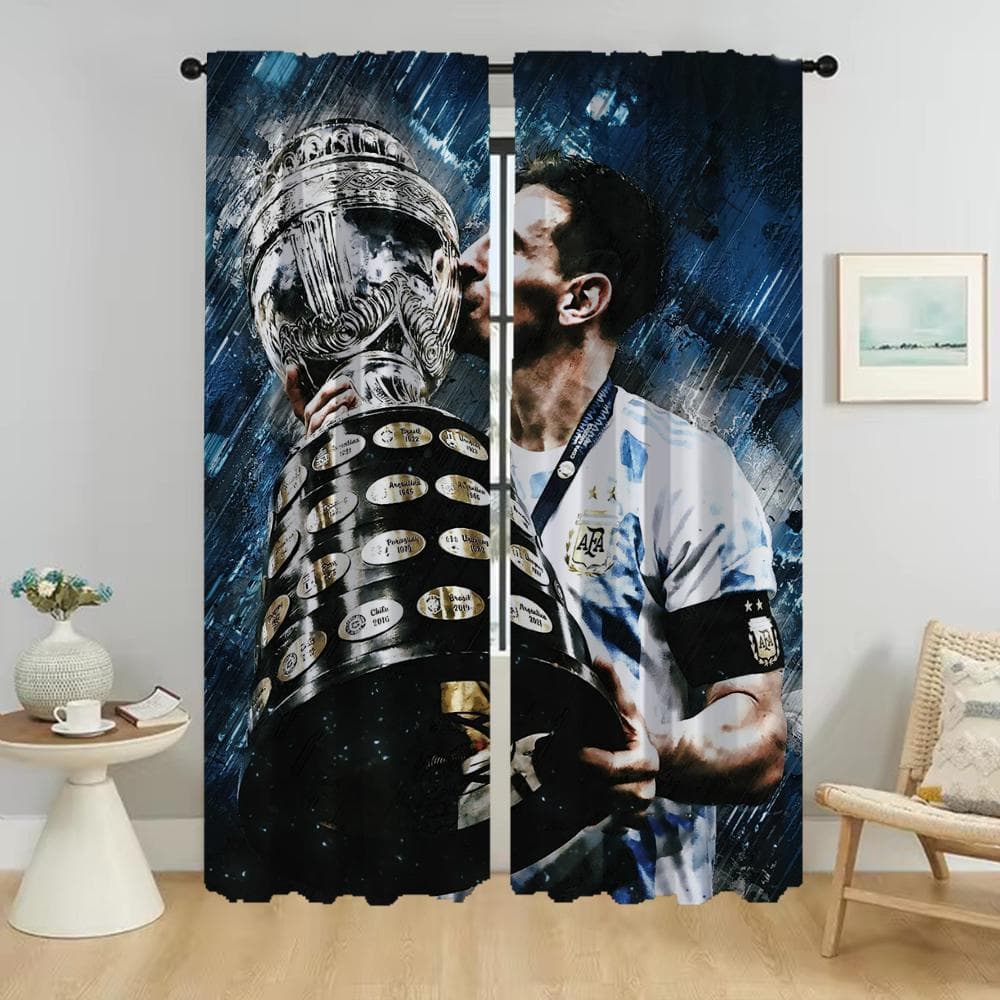 Messi Blackout Curtain for Room 2 Panel Modern Living Room Curtains Tulle for Bedroom Home Interior Curtains Shades Partition W74xH114cmx2pcs-CL