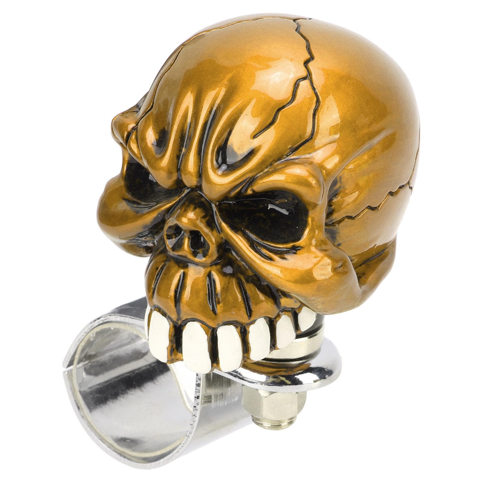 Steering Wheel Spinner Knob Skull Shape Universal Power Handle for Cars Trucks Tractors BoatsYellow yellow